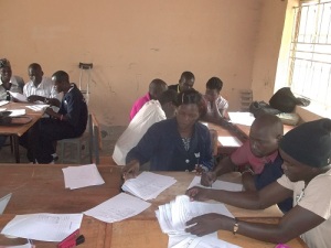 Students at Arua Tech consolidating and analysing their surveys